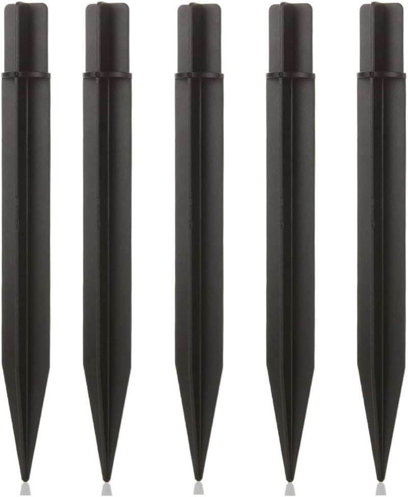 RyanDesign 8.25" Reinforced ABS Plastic Solar Ground Spikes - Durable Solar Light Replacement Stakes for Garden, Pathway, Deck, Camping, Christmas Lights (Fits 0.83" Inside Diameter) (Black-5PACK) - Image 1